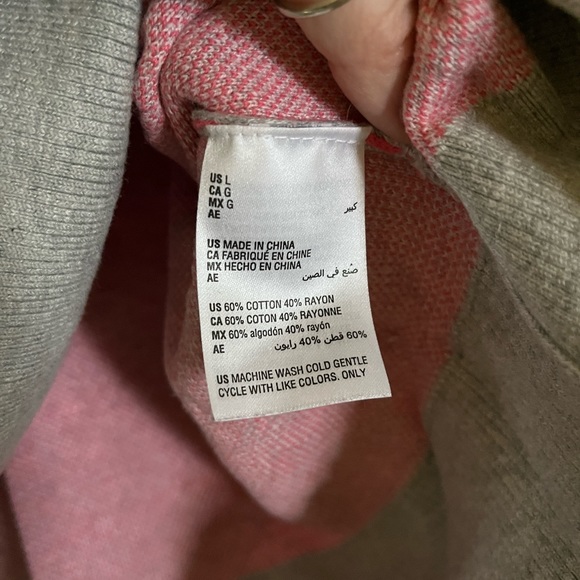 Grey with pink hearts cotton sweater - Picture 3 of 5